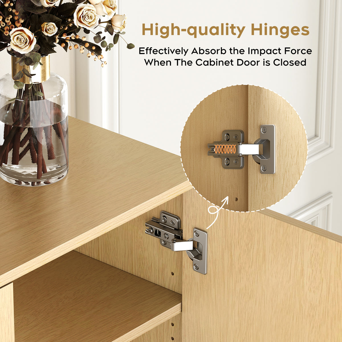 Natural Shoe Cabinet with Adjustable Shelves