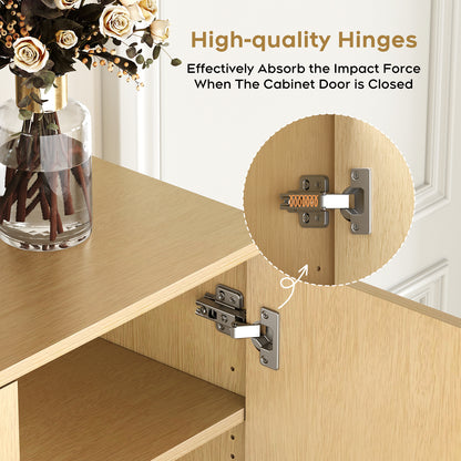 Natural Shoe Cabinet with Adjustable Shelves