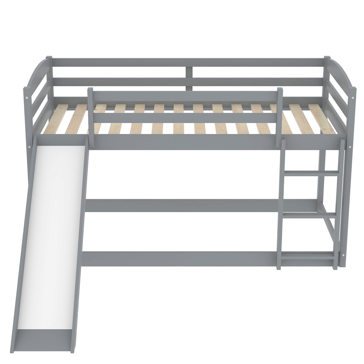Twin Over Twin Bunk Bed with Slide Gray