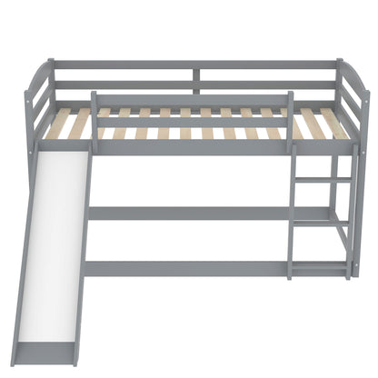 Twin Over Twin Bunk Bed with Slide Gray