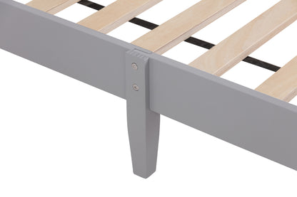 Twin Platform Bed with Slatted Headboard Gray