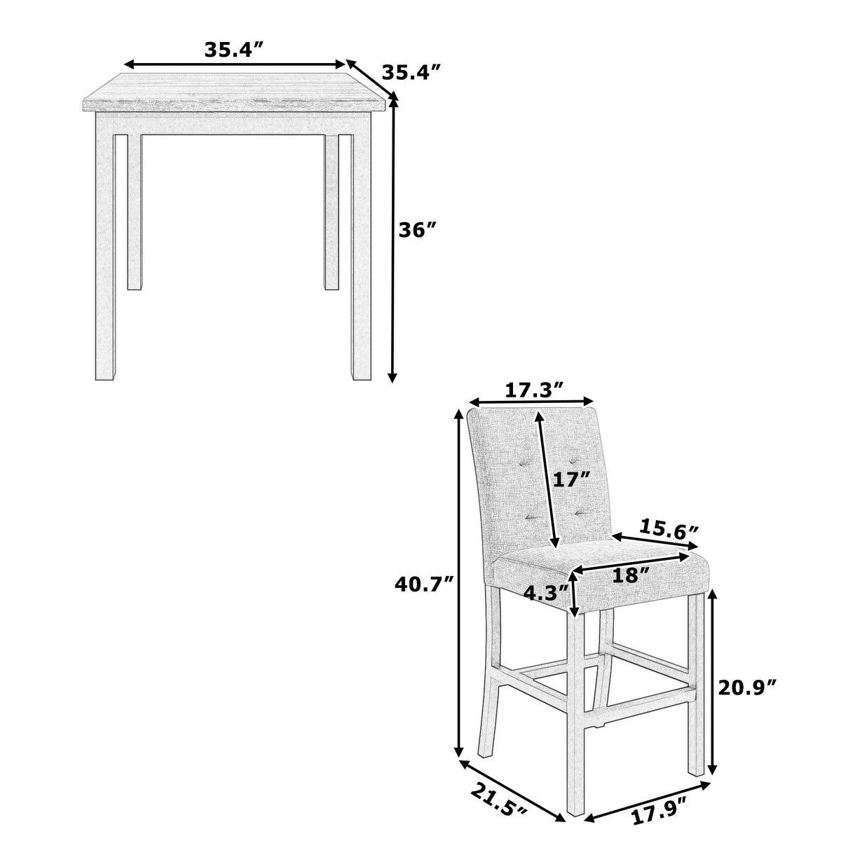 5-Piece Dining Set with Cushioned Chairs