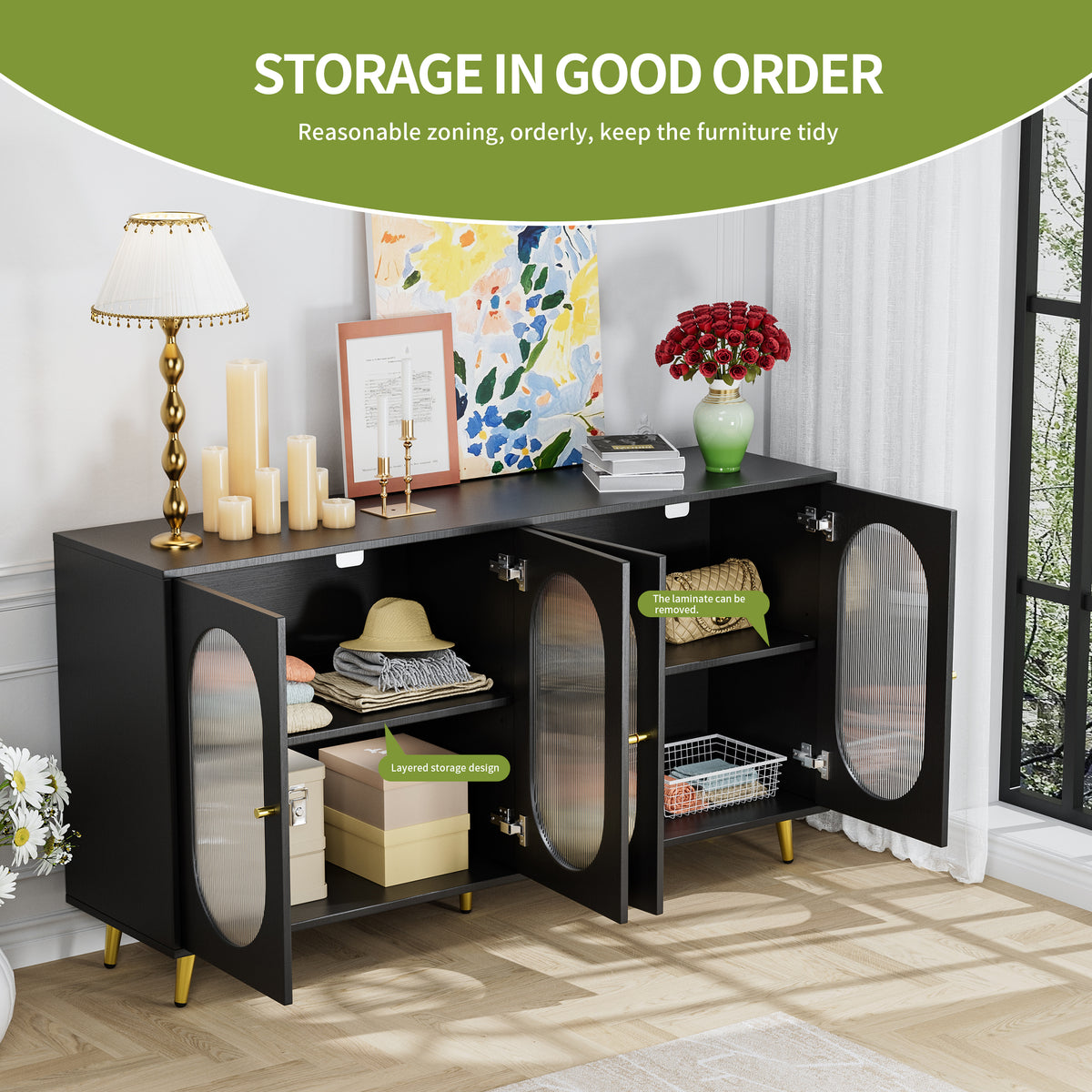 Black Acrylic Sideboard Cabinet