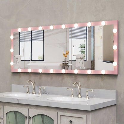 Hollywood LED Floor Mirror with Stand Pink