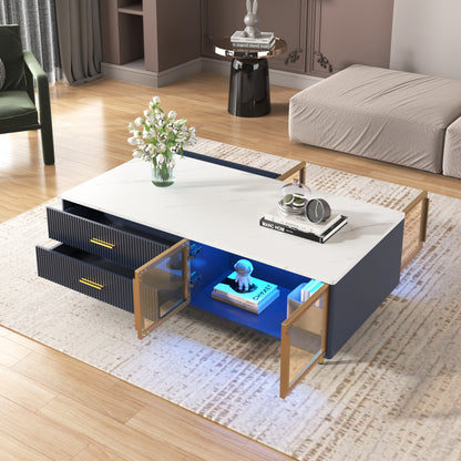 Navy Coffee Table Gold Legs