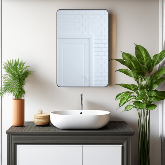 Aluminum Bathroom Mirror Matte Black