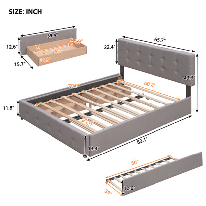 Upholstered Platform Bed Queen Light Gray