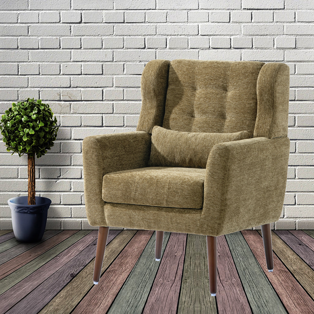 Upholstered Modern Accent Chair Foam Filled Gray
