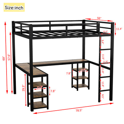 Metal Loft Bed Black