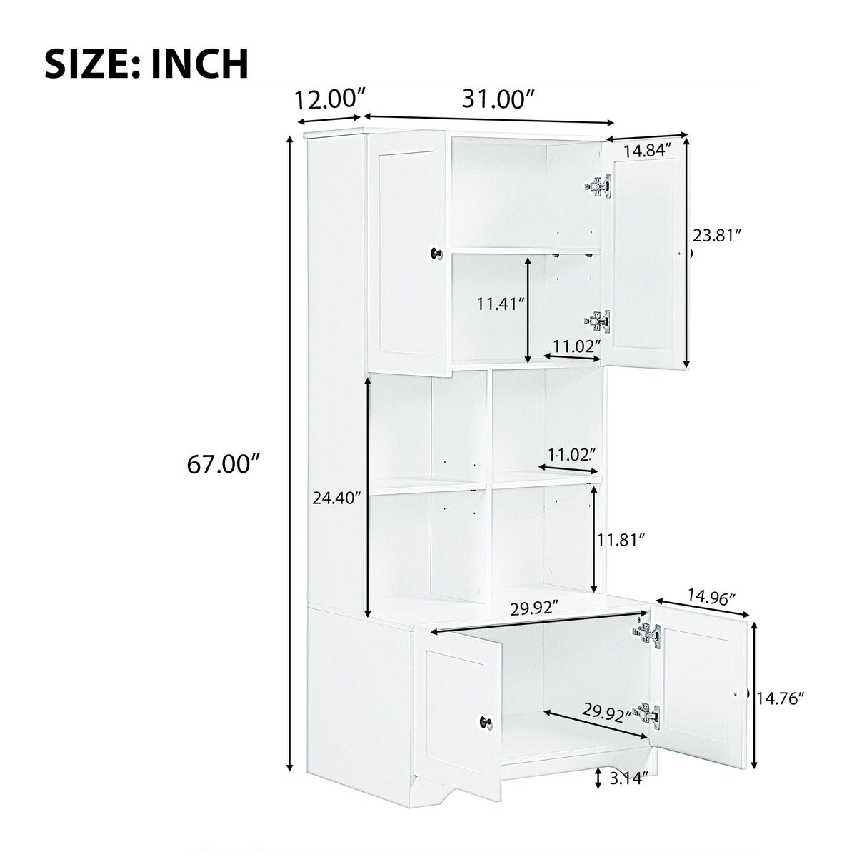 4-Door Bathroom Storage Cabinet Black Finish