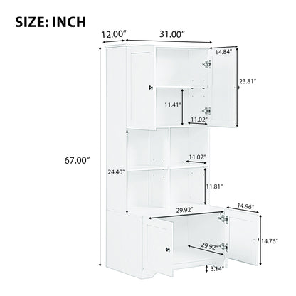 4-Door Bathroom Storage Cabinet Black Finish