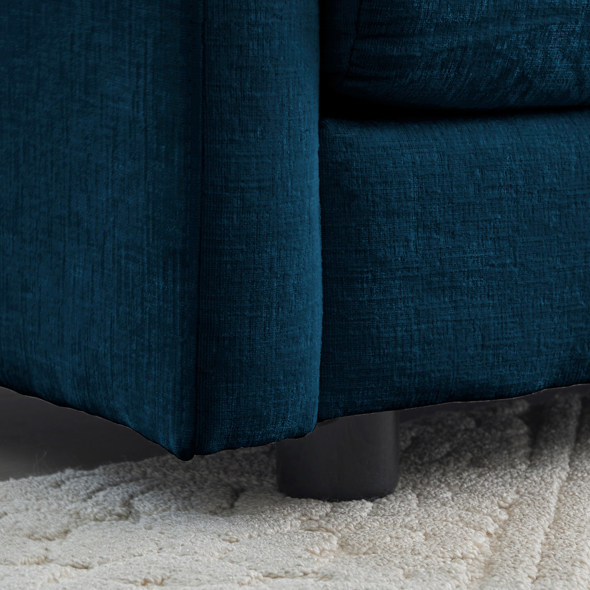 Blue Chenille Ottoman Club Chair