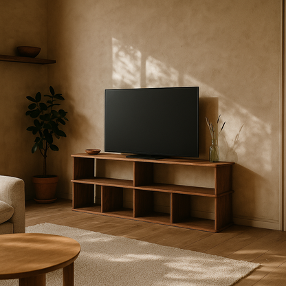 65 Inch Bookshelf TV Stand in Walnut