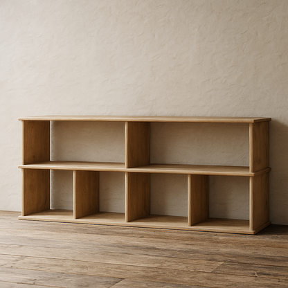 65 Inch Bookshelf TV Stand in White Oak