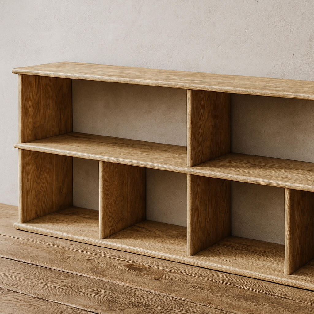 65 Inch Bookshelf TV Stand in White Oak