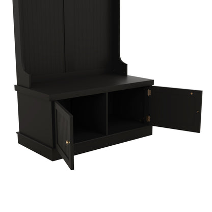 Hall Tree with Drawers and Hooks Black