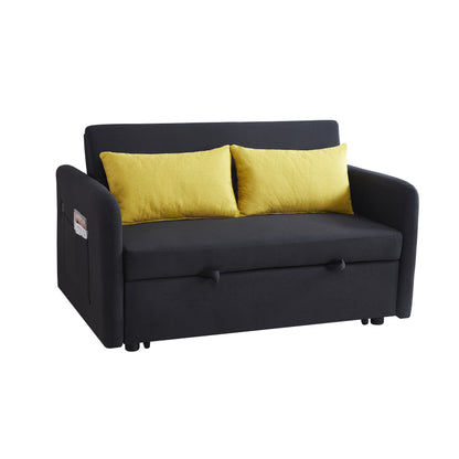 Black Fabric Convertible Sofa Bed – Twin Size Sleeper