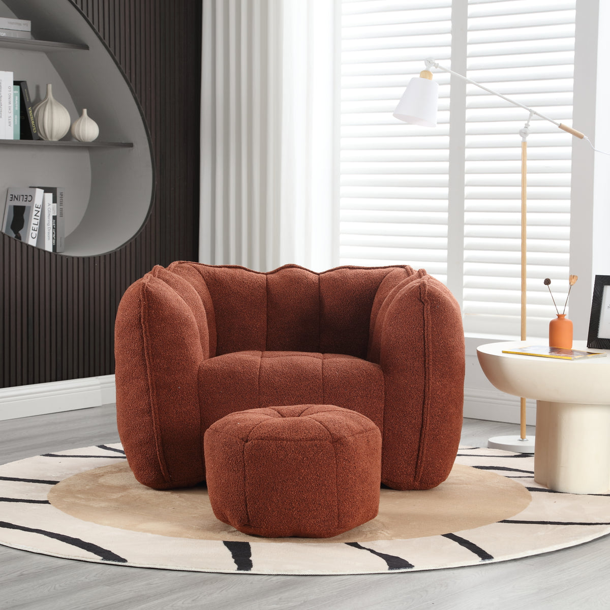 Bean Bag Chair with Footstool Gray