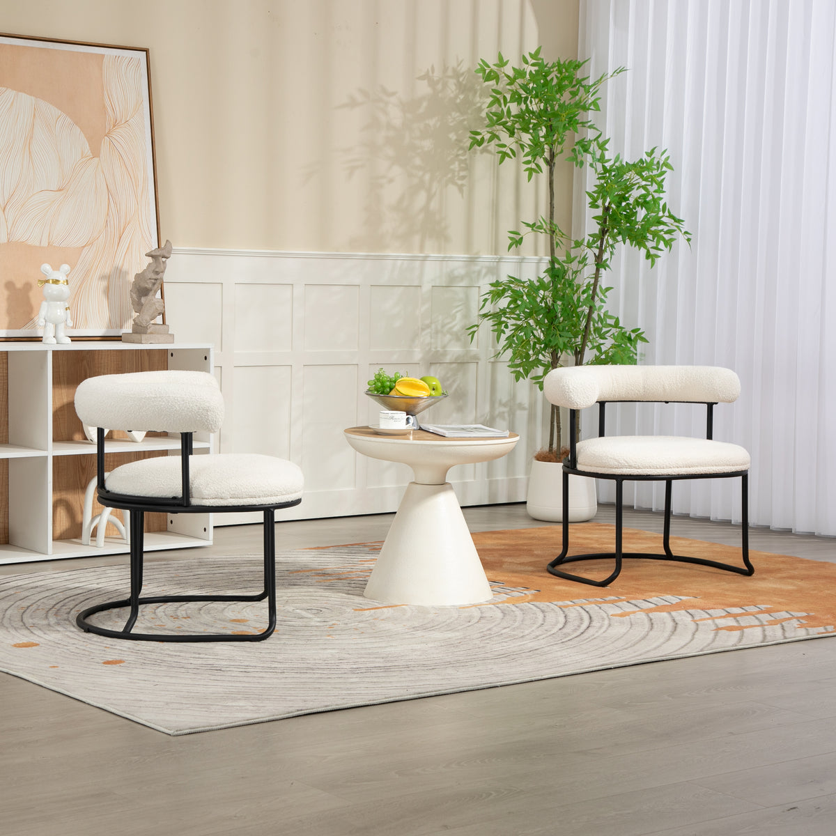 Boucle Dining Chairs Set of 2 Beige