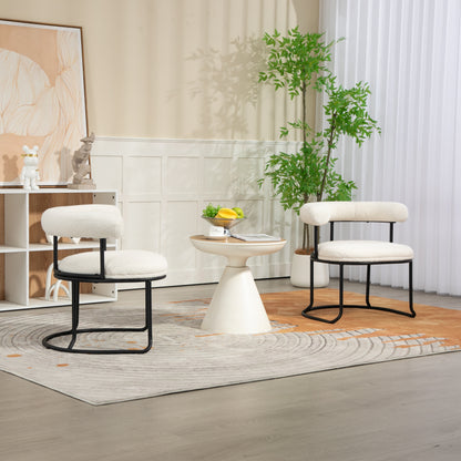 Boucle Dining Chairs Set of 2 Beige