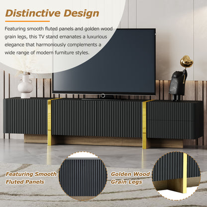 Luxury Fluted TV Stand Black