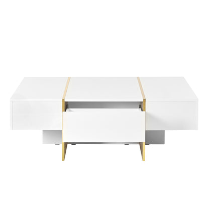 Multifunctional Table with Drawers Gold Finish