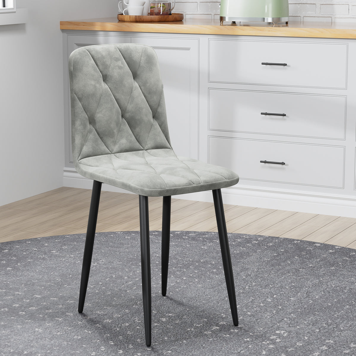 Upholstered Dining Chair Set (4 pcs) – Chrome Legs