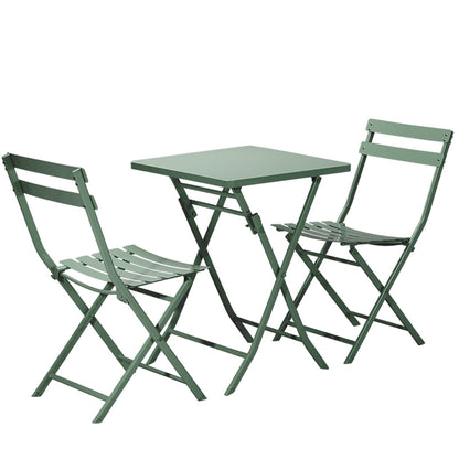 3-Piece Patio Bistro Set with Chairs Dark Green