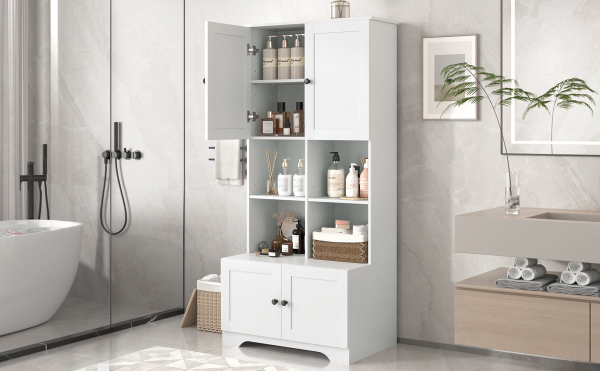 4-Door Bathroom Storage Cabinet White Finish