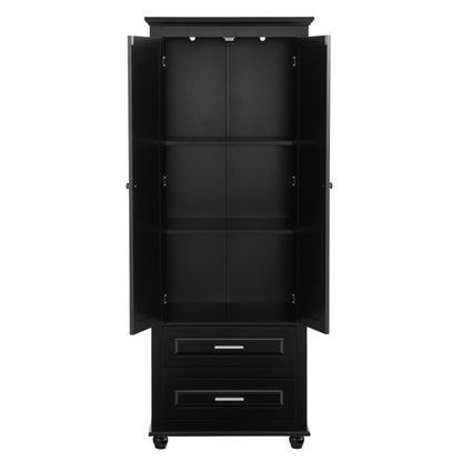 Tall Black Storage Cabinet with Drawers