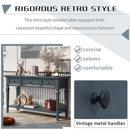 Navy Wood Console Table with Drawers