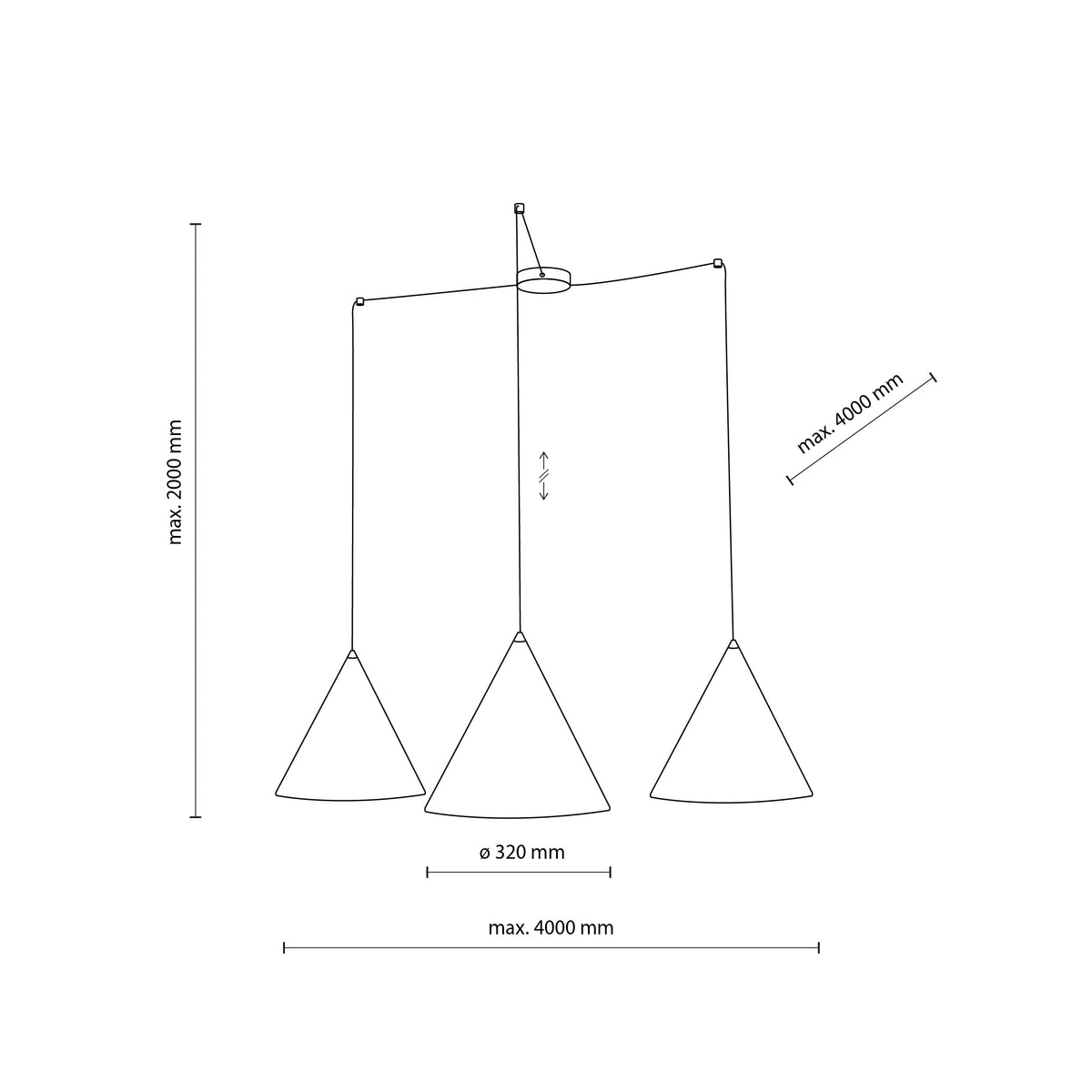 CONO Black Modern Minimalist  Suspension Light 3