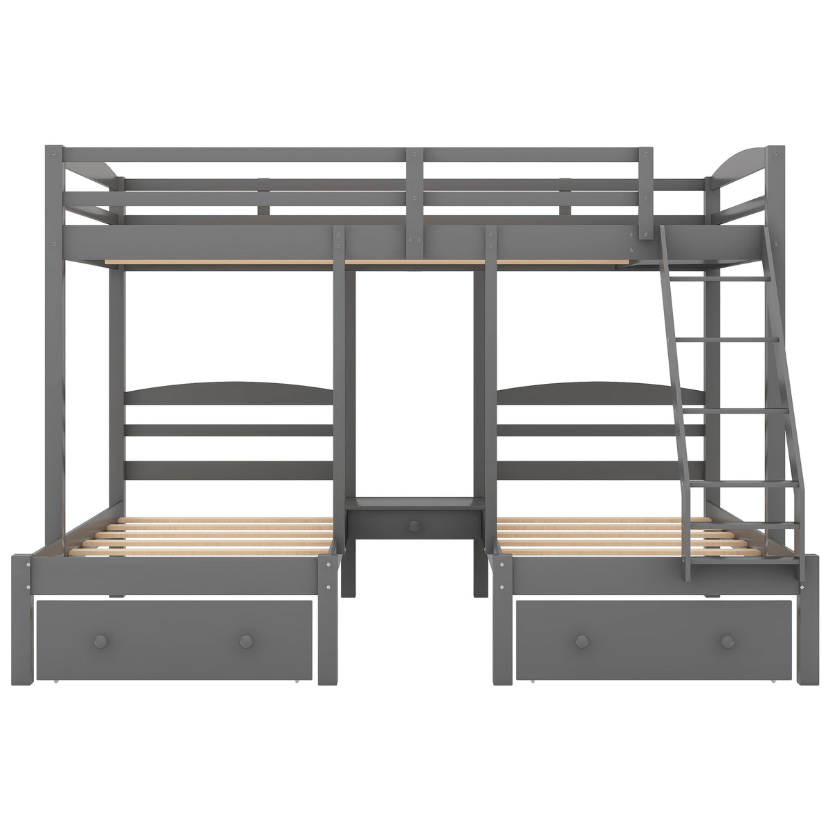 Full Triple Bunk Bed Gray