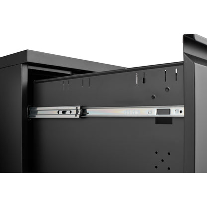 Black 2-Drawer Mobile File Cabinet – 25.6" High with Lock for Legal/Letter Size Files