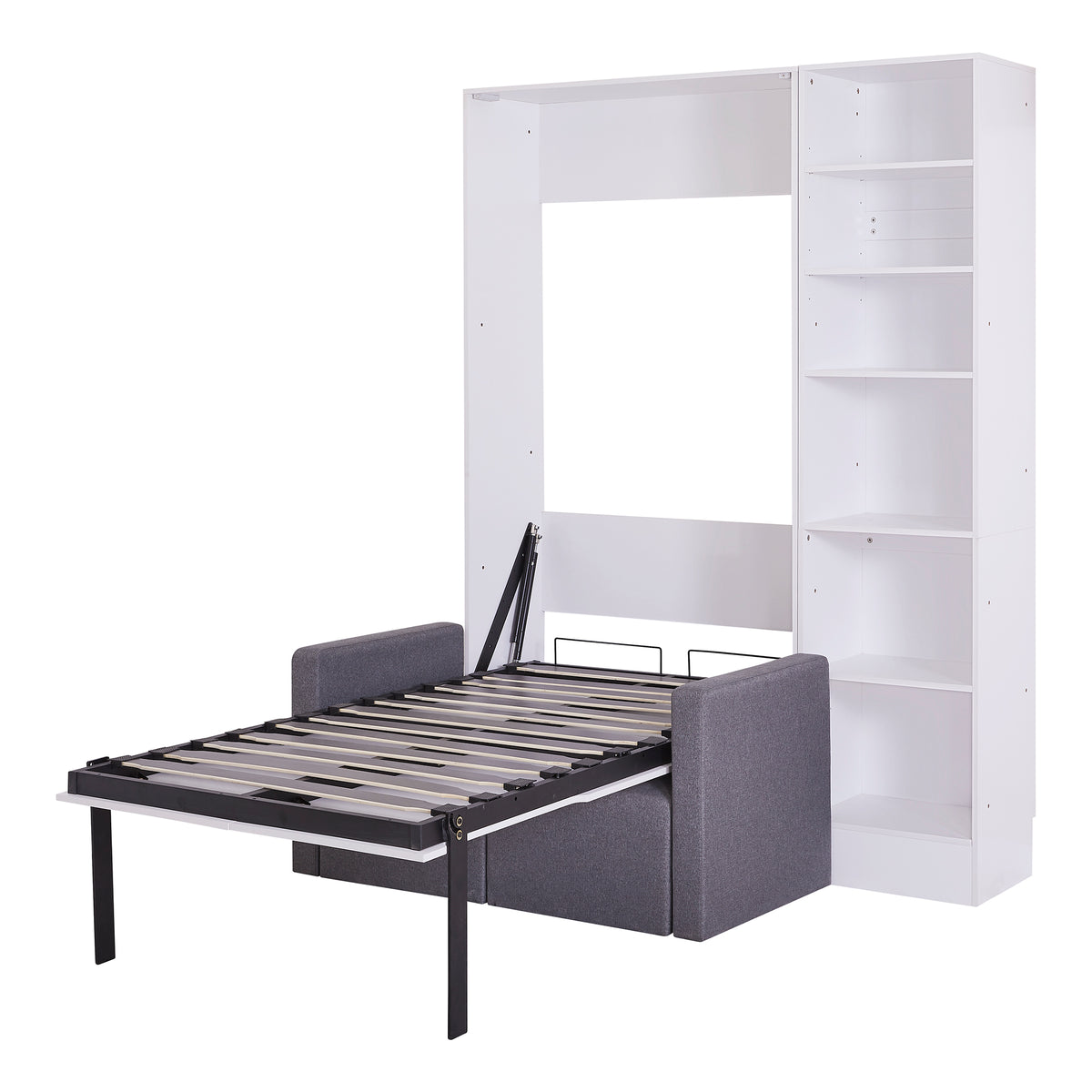 Murphy Bed with Sofa and Shelves White