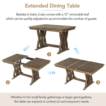 Dining Set with Cushioned Chairs Brown