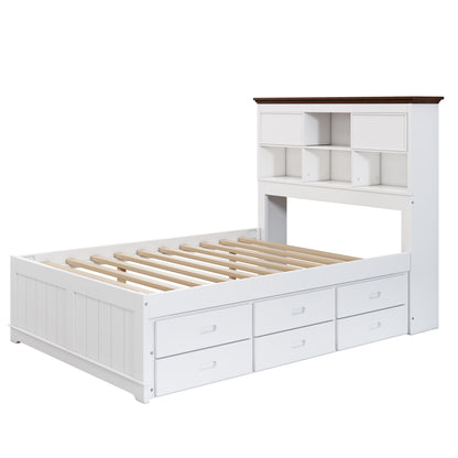 Pine Captain Bookcase Bed White Walnut