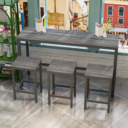 Modern Pub Table with 3 Stools Gray Finish