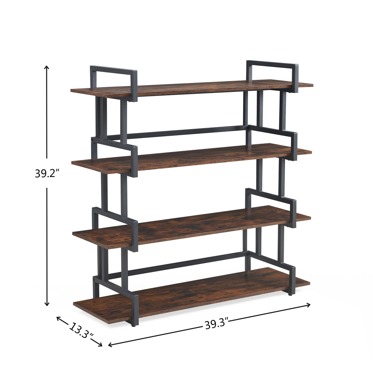 4-Tier Industrial Metal Bookshelf