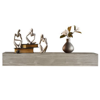 60-Inch Rustic Wood Floating Fireplace Mantel Gray