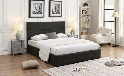 Upholstered Platform Bed with Storage Gray