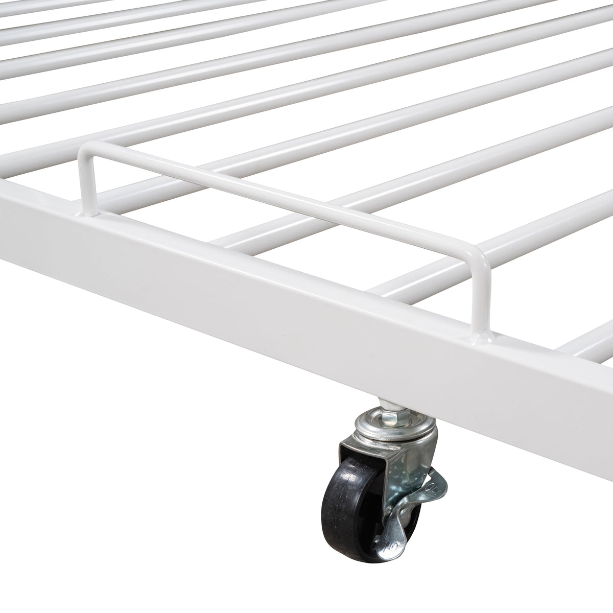 Full Metal Platform Bed with USB Ports White