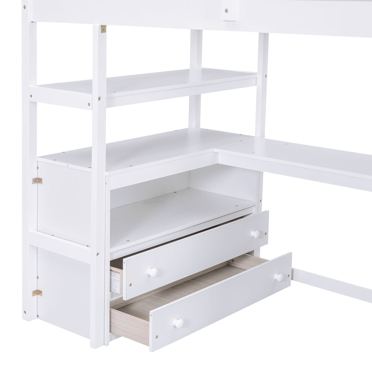 Twin Loft Bed with Storage Staircase White