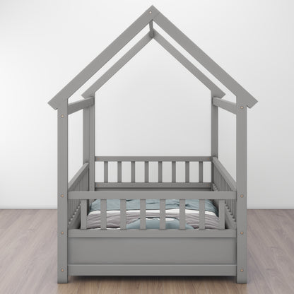 Twin Floor Bed Grey