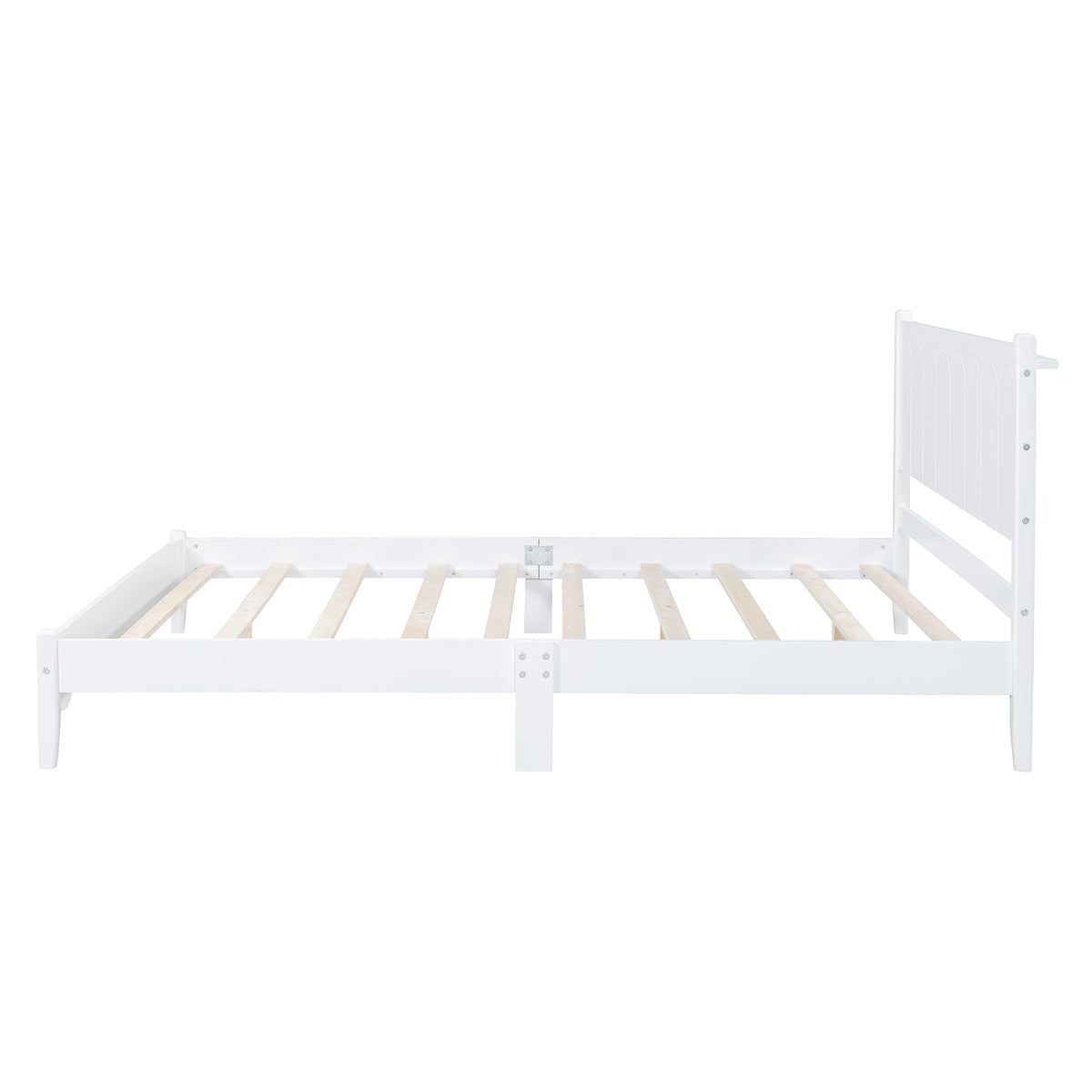 Queen Platform Bed with Rectangular Headboard White