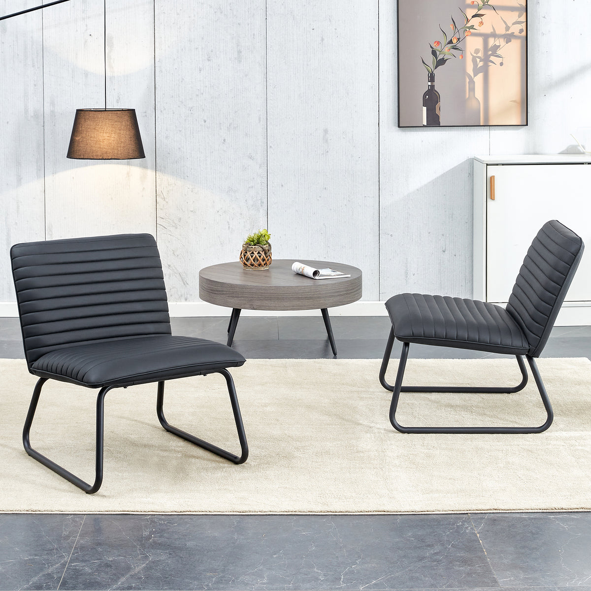 Black Armless Lounge Chair – Black Legs