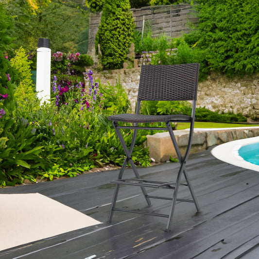 Outdoor Rattan Bar Stool Set (2 pcs) – Multibrown