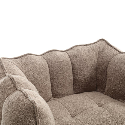 Soft Bean Bag Chair with Footstool Beige