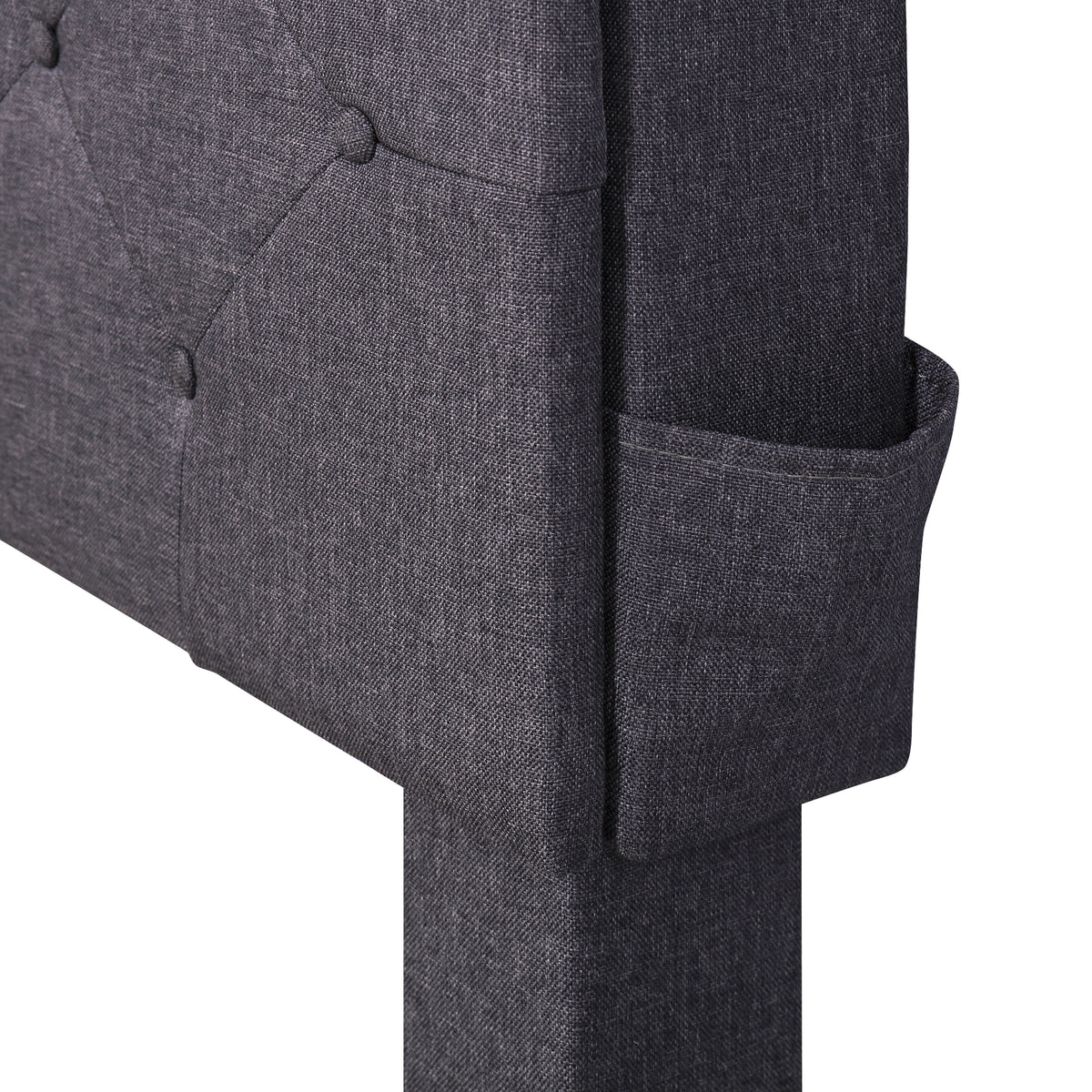 Queen LED Upholstered Storage Bed – Dark Gray