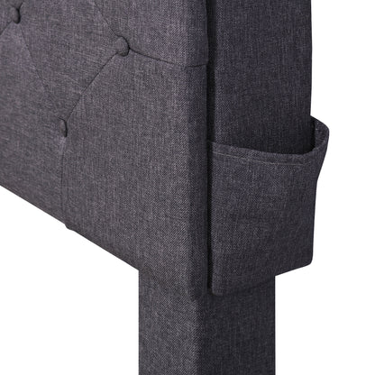 Queen LED Upholstered Storage Bed – Dark Gray